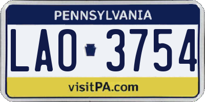 PA license plate LAO3754
