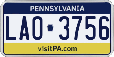 PA license plate LAO3756