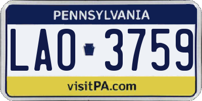 PA license plate LAO3759