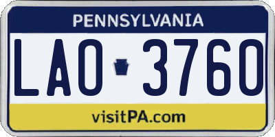 PA license plate LAO3760
