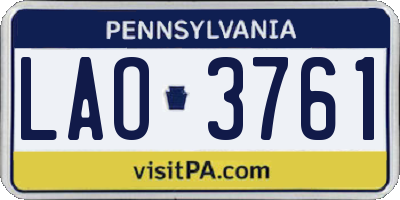 PA license plate LAO3761