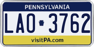 PA license plate LAO3762