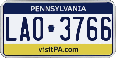 PA license plate LAO3766