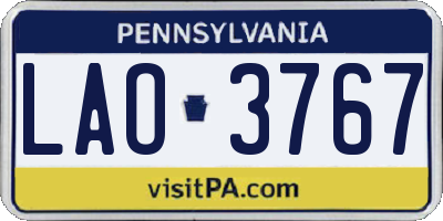 PA license plate LAO3767