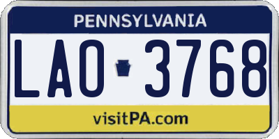 PA license plate LAO3768
