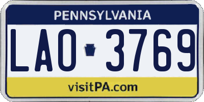 PA license plate LAO3769
