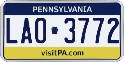 PA license plate LAO3772