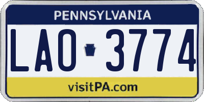 PA license plate LAO3774