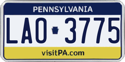 PA license plate LAO3775