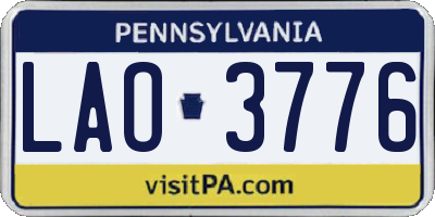 PA license plate LAO3776