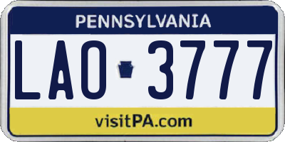 PA license plate LAO3777