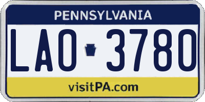 PA license plate LAO3780