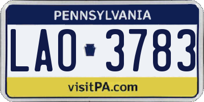 PA license plate LAO3783