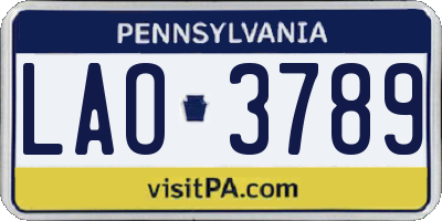 PA license plate LAO3789