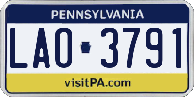 PA license plate LAO3791