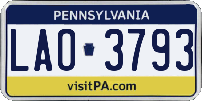 PA license plate LAO3793