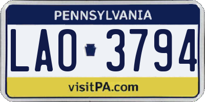 PA license plate LAO3794