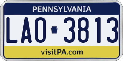 PA license plate LAO3813