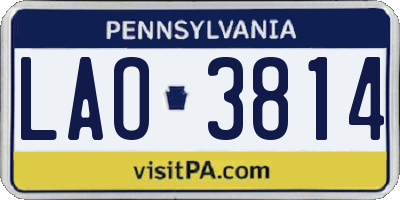 PA license plate LAO3814