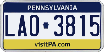 PA license plate LAO3815