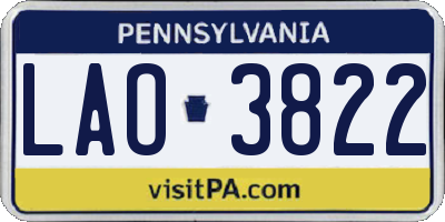 PA license plate LAO3822