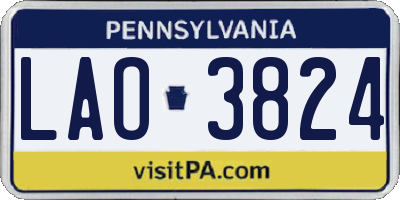 PA license plate LAO3824