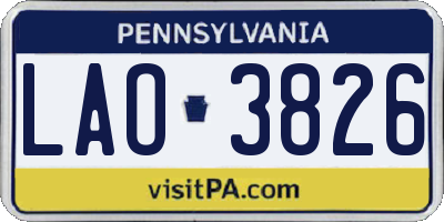 PA license plate LAO3826