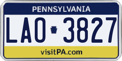 PA license plate LAO3827