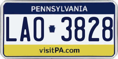 PA license plate LAO3828