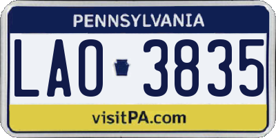 PA license plate LAO3835
