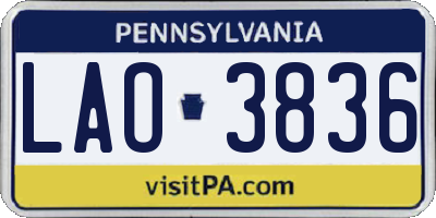 PA license plate LAO3836