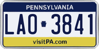 PA license plate LAO3841