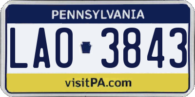 PA license plate LAO3843
