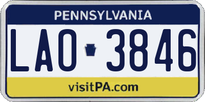 PA license plate LAO3846