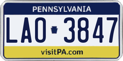 PA license plate LAO3847