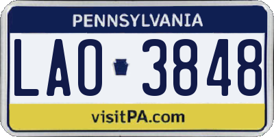 PA license plate LAO3848