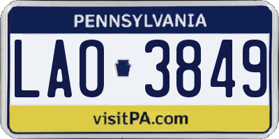 PA license plate LAO3849
