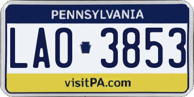 PA license plate LAO3853