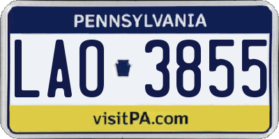 PA license plate LAO3855