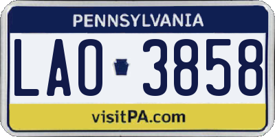 PA license plate LAO3858