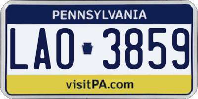 PA license plate LAO3859