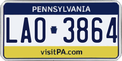 PA license plate LAO3864