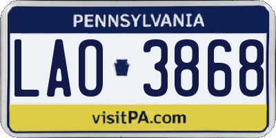 PA license plate LAO3868