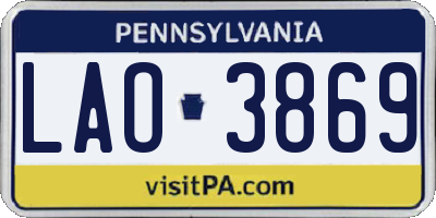 PA license plate LAO3869