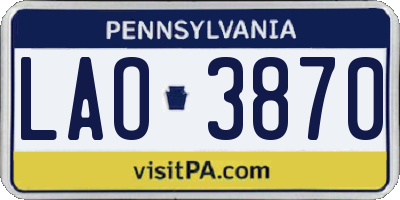 PA license plate LAO3870