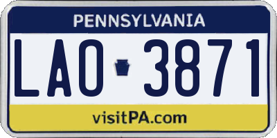 PA license plate LAO3871