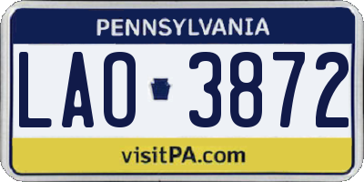 PA license plate LAO3872