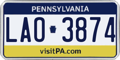 PA license plate LAO3874