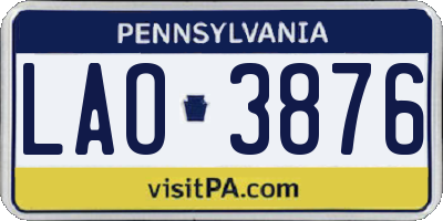 PA license plate LAO3876