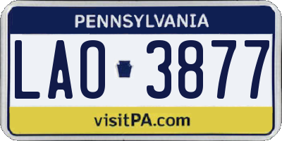 PA license plate LAO3877